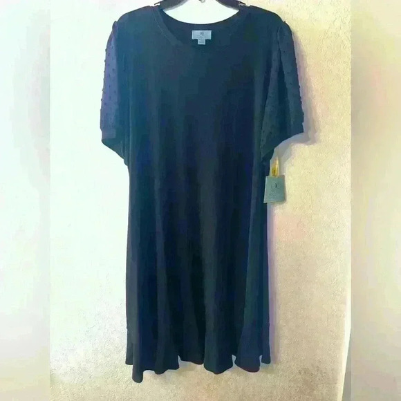CeCe Dress Womens 2XL Black Sheer Sleeve NWT - Picture 1 of 7